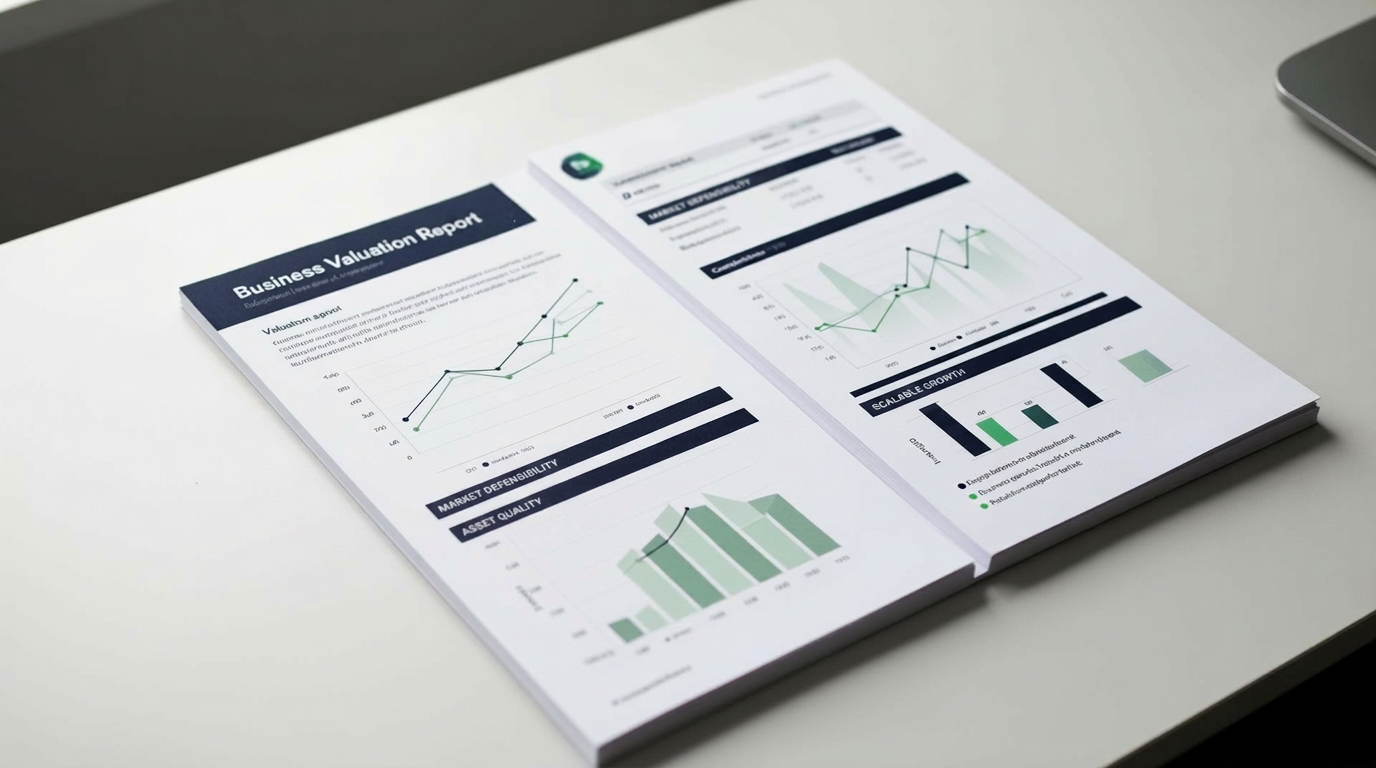 Professional business valuation report on a desk